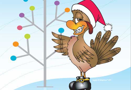 Turkey wearing Santa hat